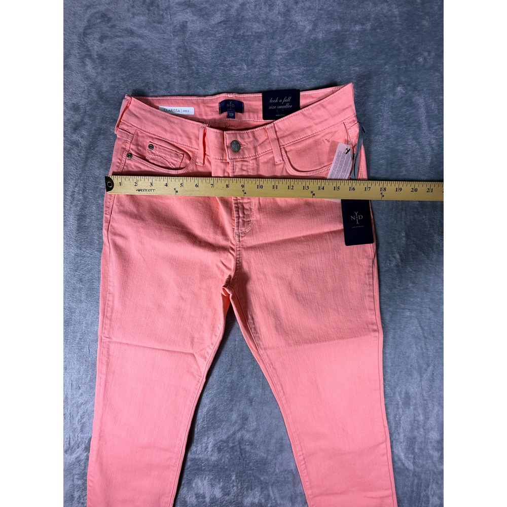 NYDJ Clarissa Ankle Skinny Jeans Bright Coral Pink Womens Size 10P Petite NWT - Picture 6 of 14